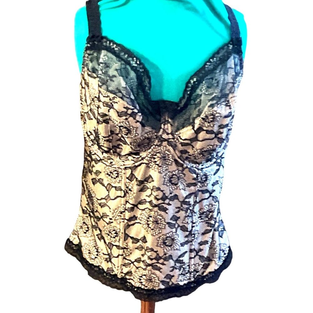 Fantasie 34 GG Corset New With Tags Sexy Lingerie See-through Back Lace Elastic